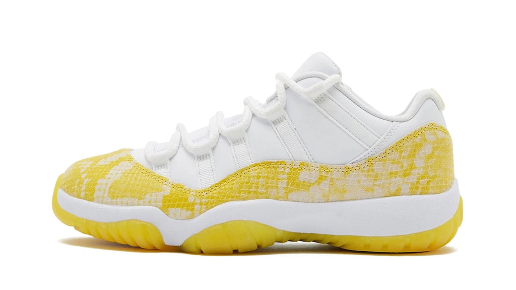 Women's Air Jordan 11 Low Yellow Snakeskin - Iconic Luxury Sneaker with Bold Python-Texture Design