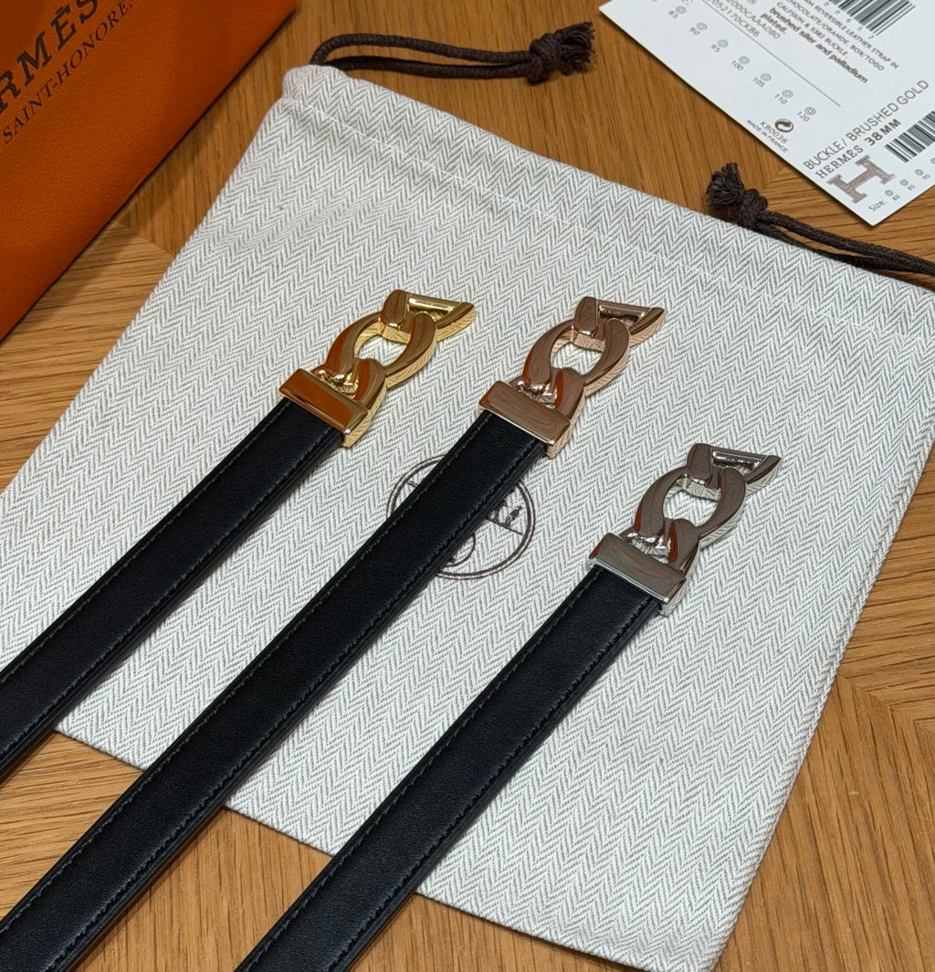 HM Chaine d'Ancre Belt 1.8cm Black Calfskin 212428