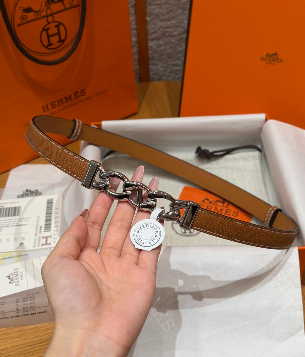 HM Chaine d'Ancre Belt 1.8cm Brown Epsom Calfskin 212413