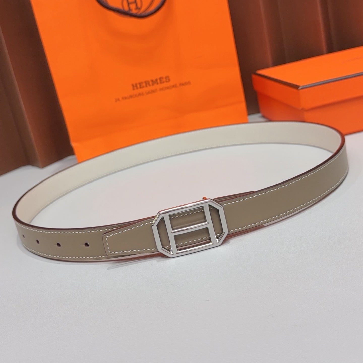 HM Reversible H Buckle 2.5cm Belt Leather 212411