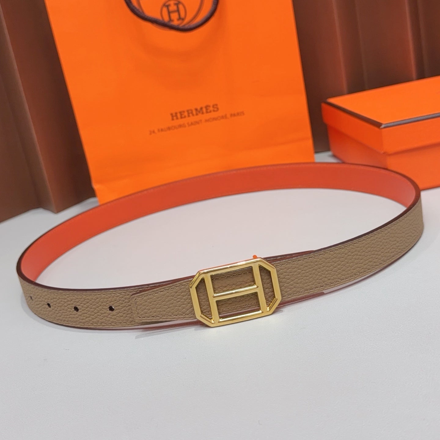 HM Reversible H Buckle 2.5cm Belt Leather 212411