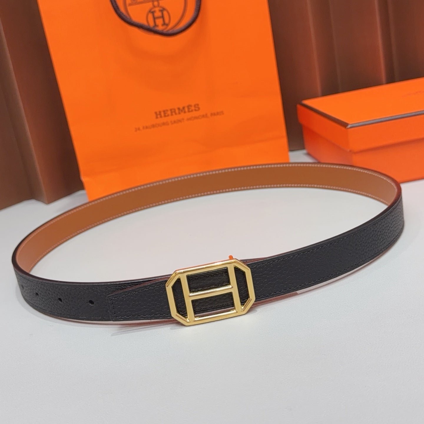 HM Reversible H Buckle 2.5cm Belt Leather 212411